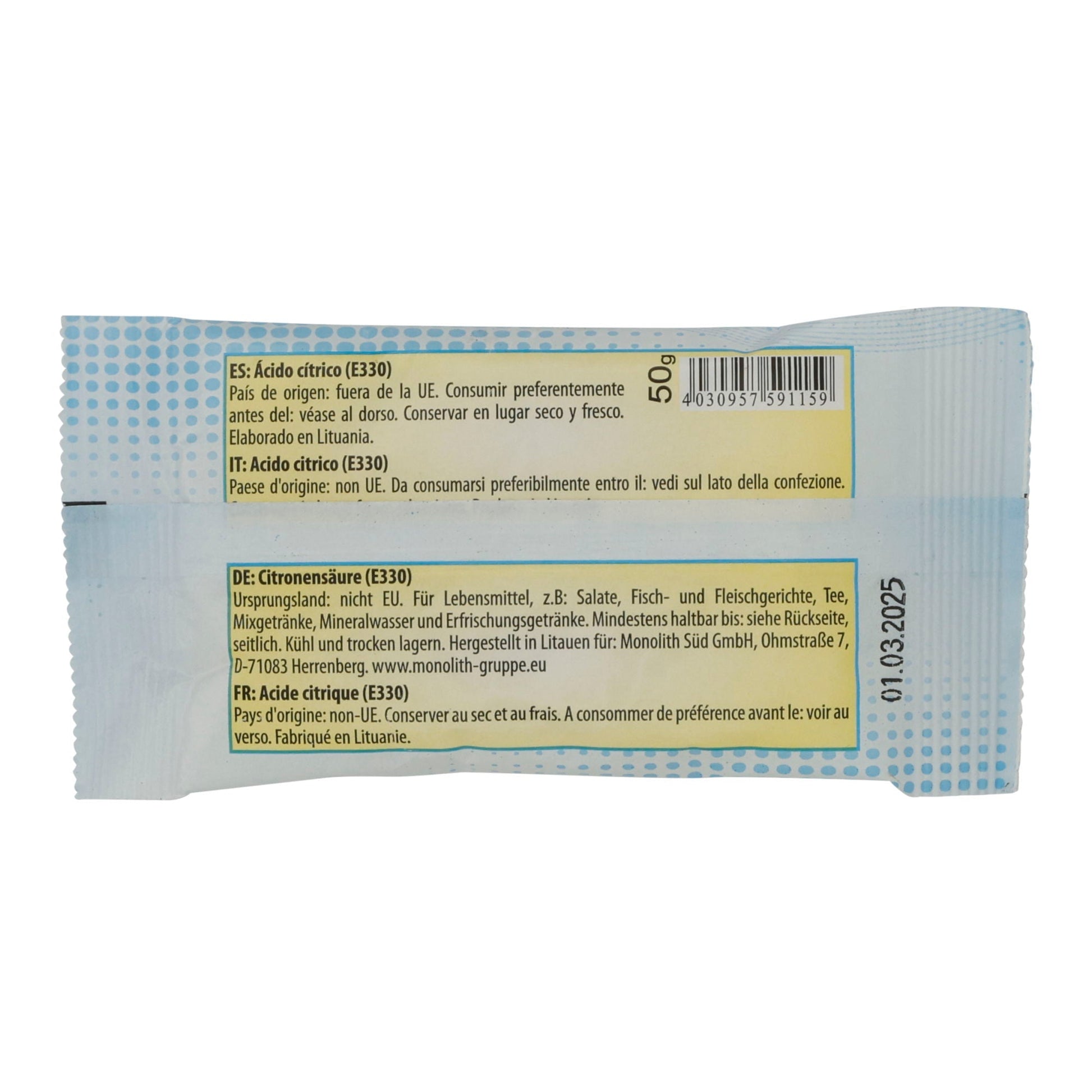 Zitronensäure | Gewürz | Vielseitig, Küche & Haushalt | 50 g MONOLITH