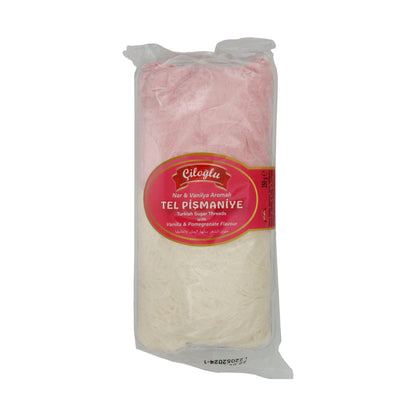 Zuckerfäden Giloğlu | Tel Pişmaniye | Türkische Zuckerfäden mit Granatapfel- und Vanillearoma | 250 g Packung