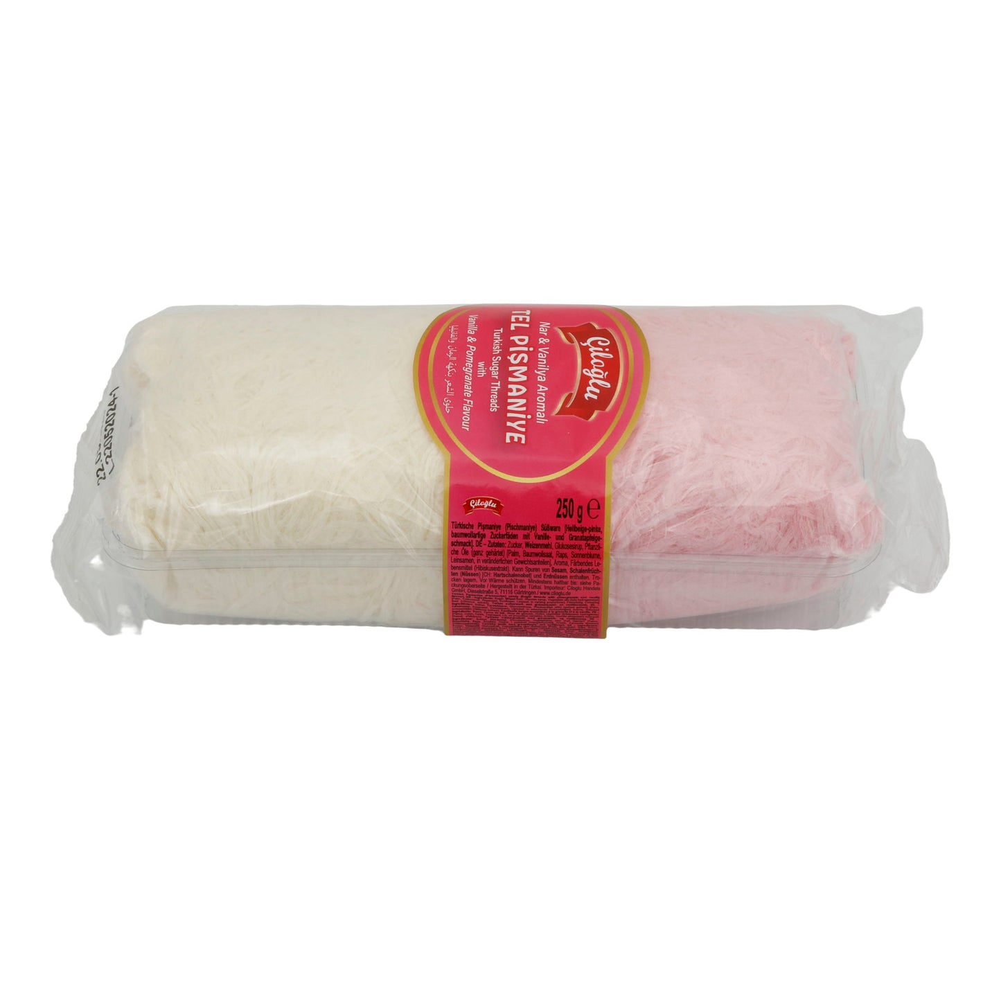 Zuckerfäden Giloğlu | Tel Pişmaniye | Türkische Zuckerfäden mit Granatapfel- und Vanillearoma | 250 g Packung