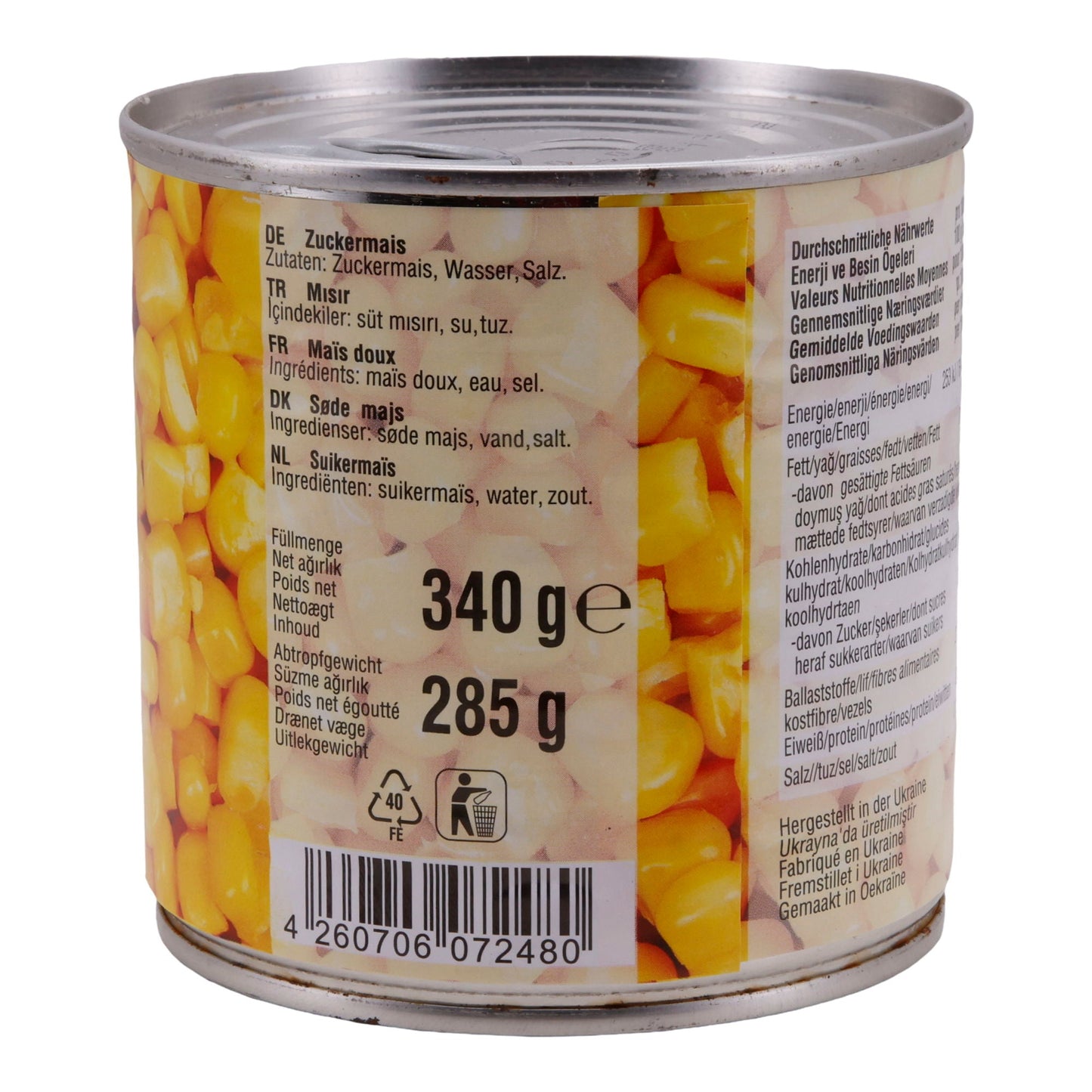 Zuckermais DERE | Gemüse | Zart und süß | 340g