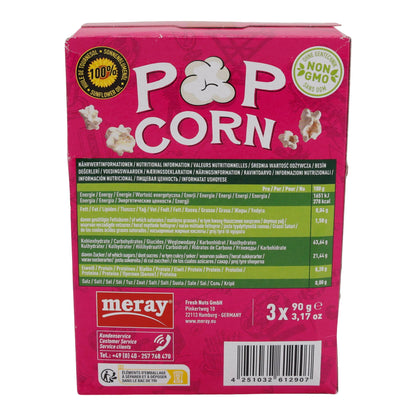 Zuckriges Mikrowellen Popcorn Meray | Süßigkeit | mit Sonnenblumenöl im 3er Pack | 270 g